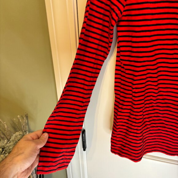 J. Crew Women's Size Medium Artist LS T Red & Navy Shirt - NWT - Picture 5 of 7